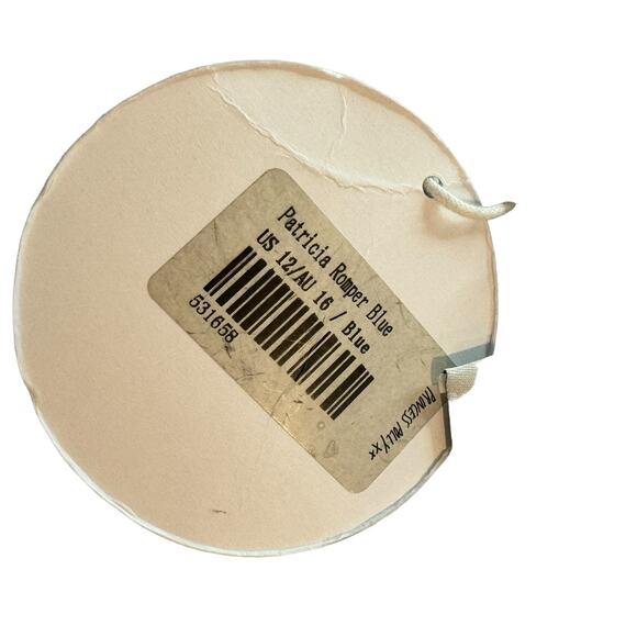 Princess Polly Patricia Cotton/Linen Blue Tie Front Romper Large 12 NWT - Picture 4 of 6